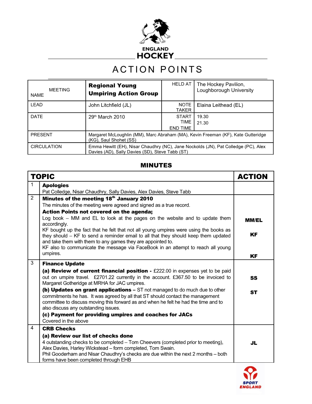 Midlands Regional Young Umpiring Action Group