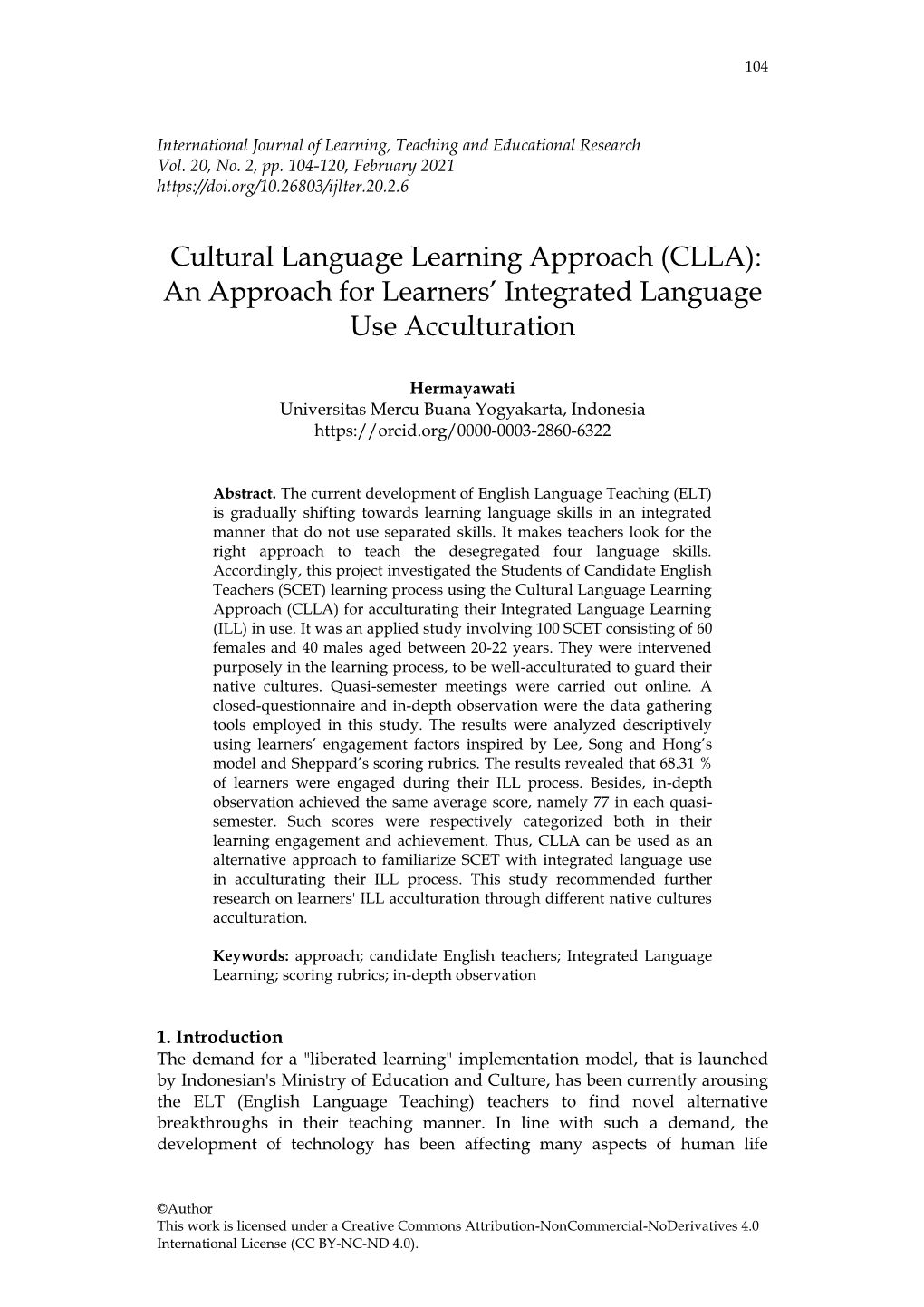 Cultural Language Learning Approach (CLLA): an Approach for Learners’ Integrated Language Use Acculturation