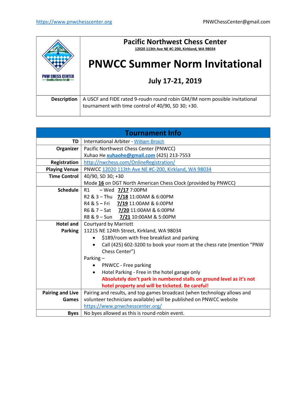 PNWCC Summer Norm Invitational
