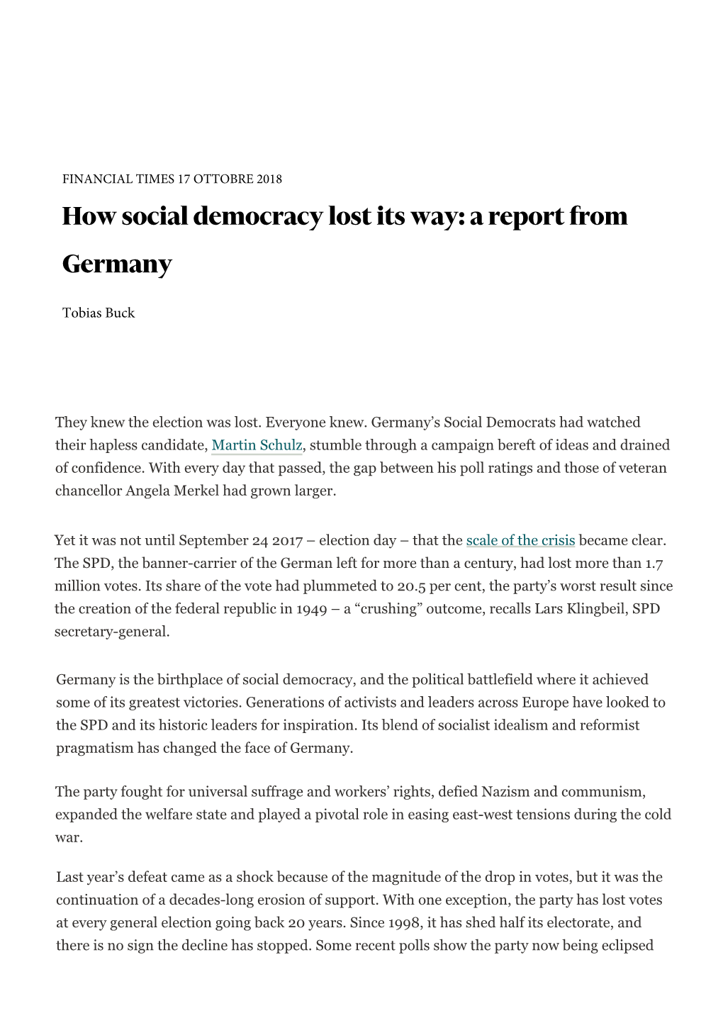 How Social Democracy Lost Its Way: a Report from Germany