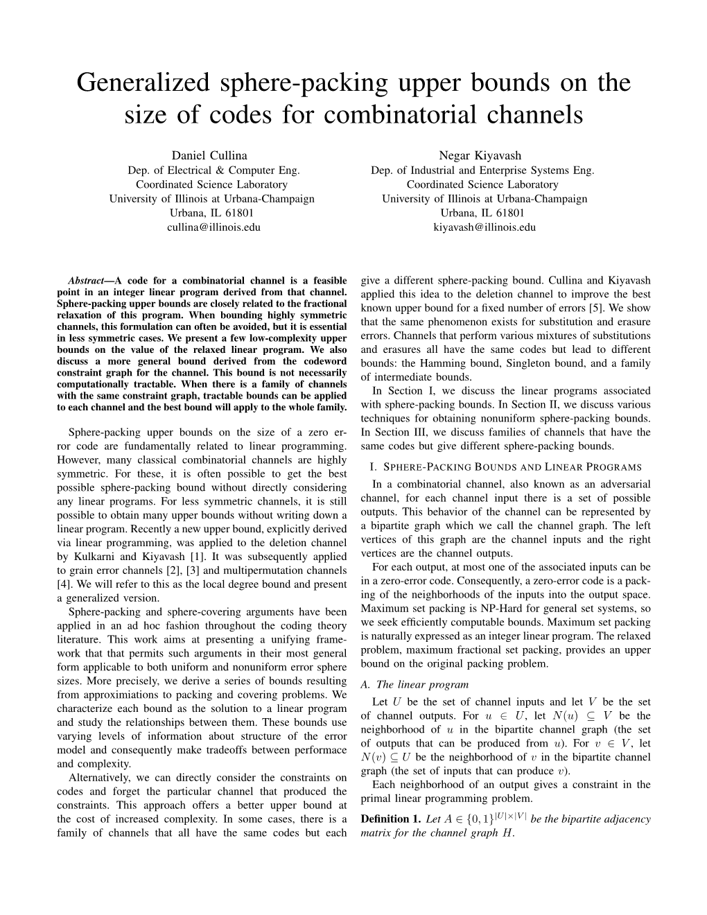 Generalized Sphere-Packing Upper Bounds on the Size of Codes for Combinatorial Channels