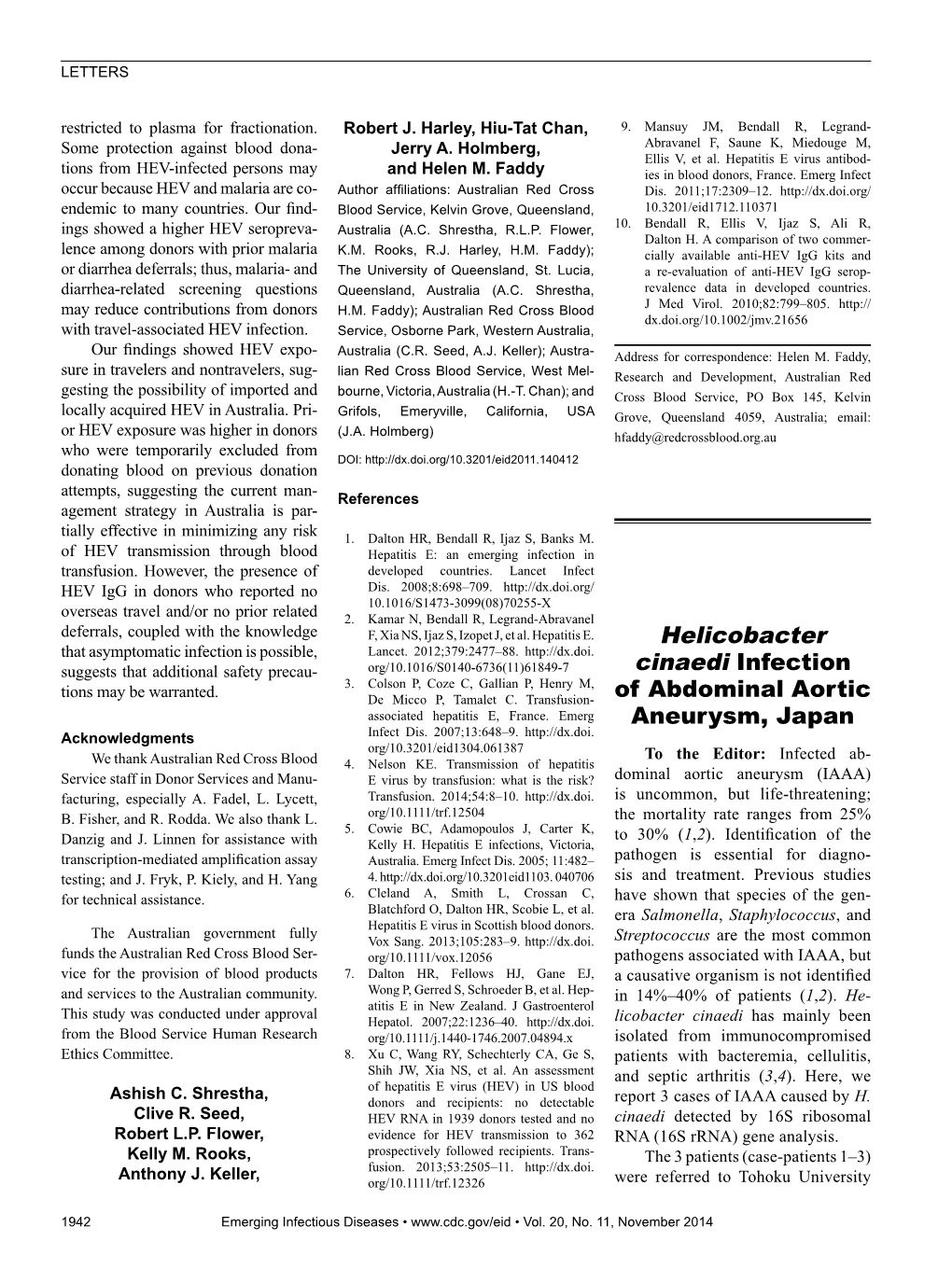 Helicobacter Cinaedi Infection of Abdominal Aortic Aneurysm, Japan