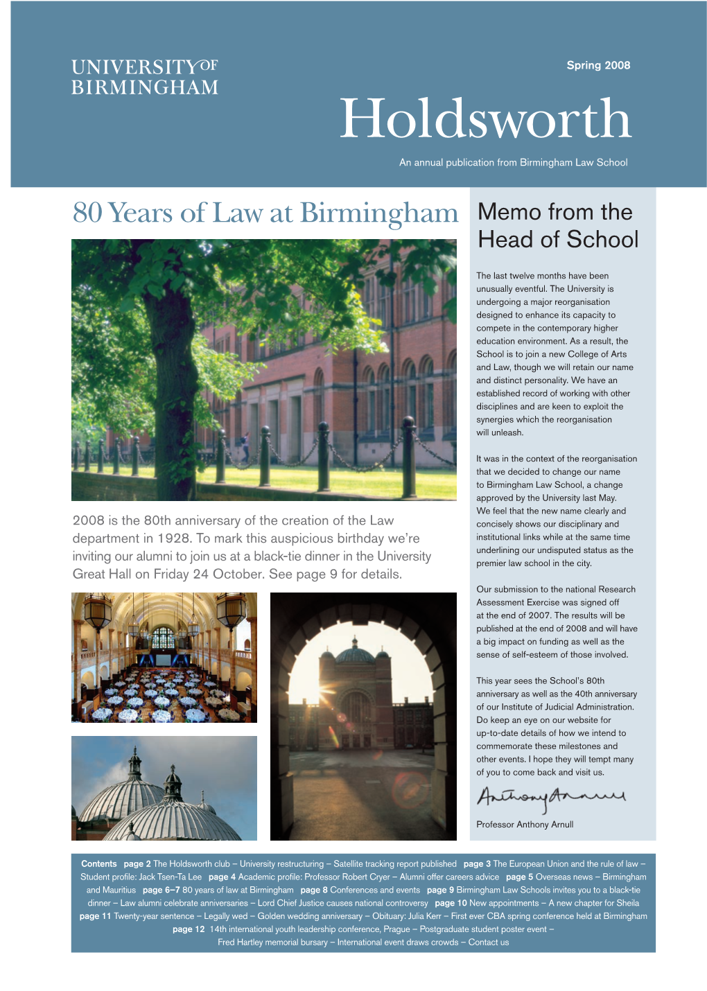 Holdsworth an Annual Publication from Birmingham Law School
