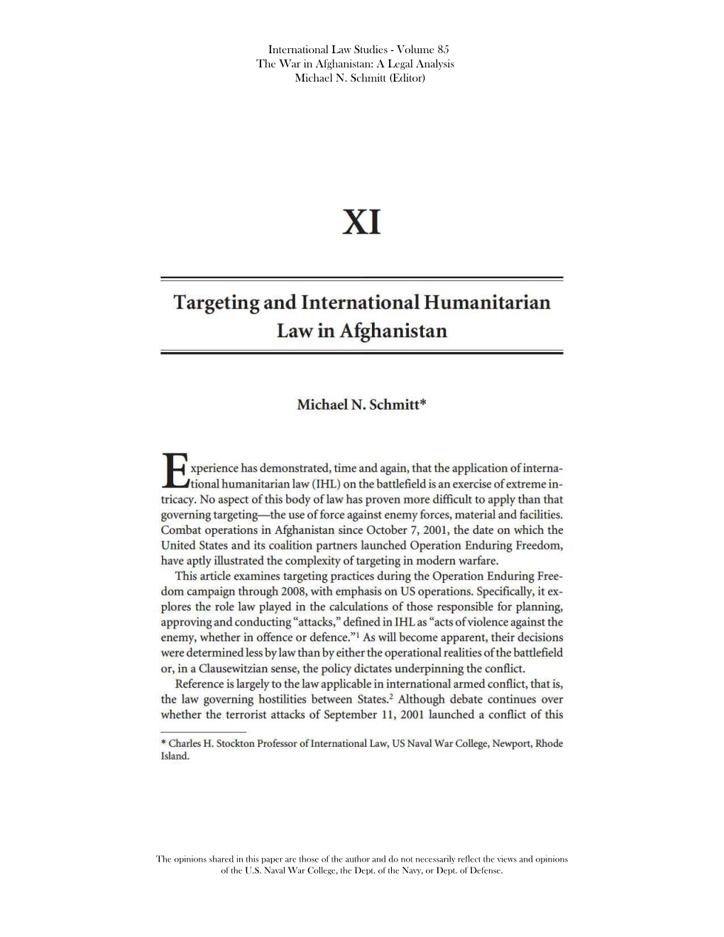 Targeting and International Humanitarian Law in Afghanistan