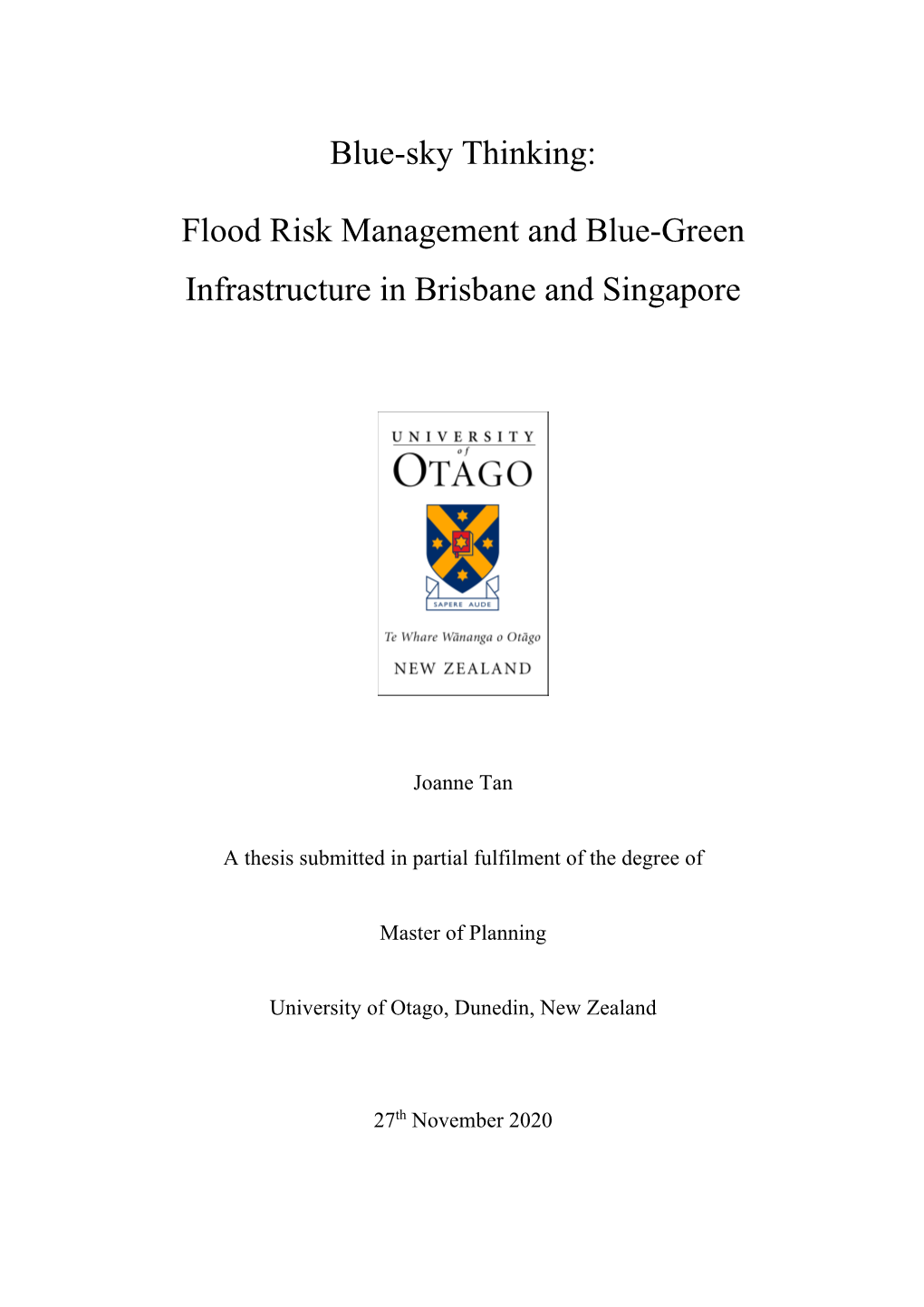 Flood Risk Management and Blue-Green Infrastructure in Brisbane and Singapore