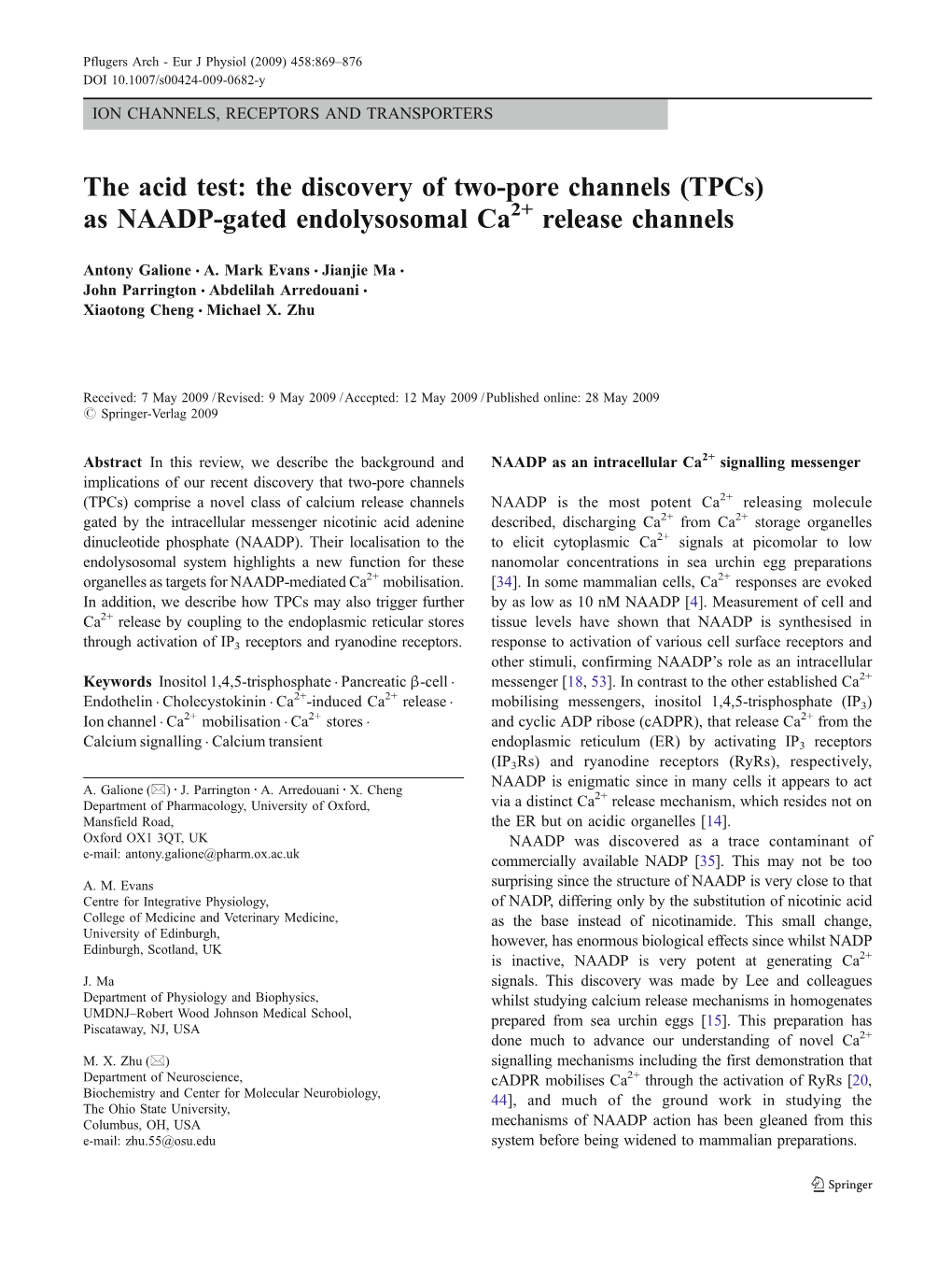 As NAADP-Gated Endolysosomal Ca Release Channels