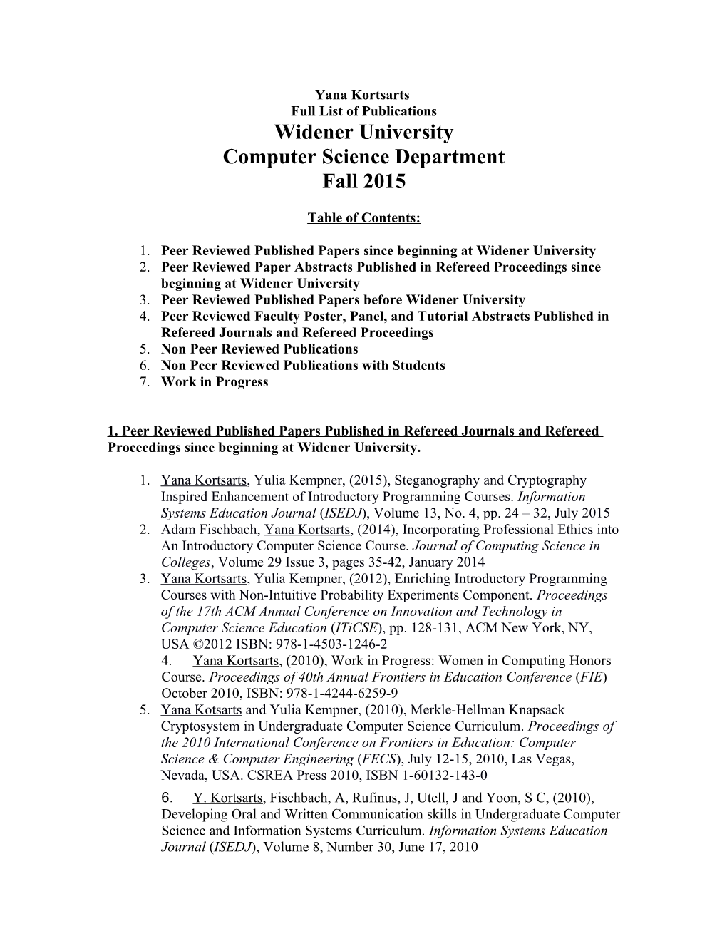 Full List of Publications