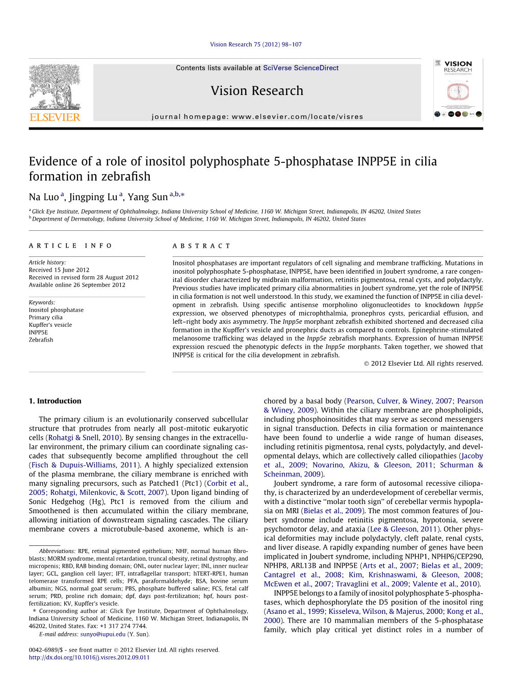 Evidence of a Role of Inositol Polyphosphate 5-Phosphatase