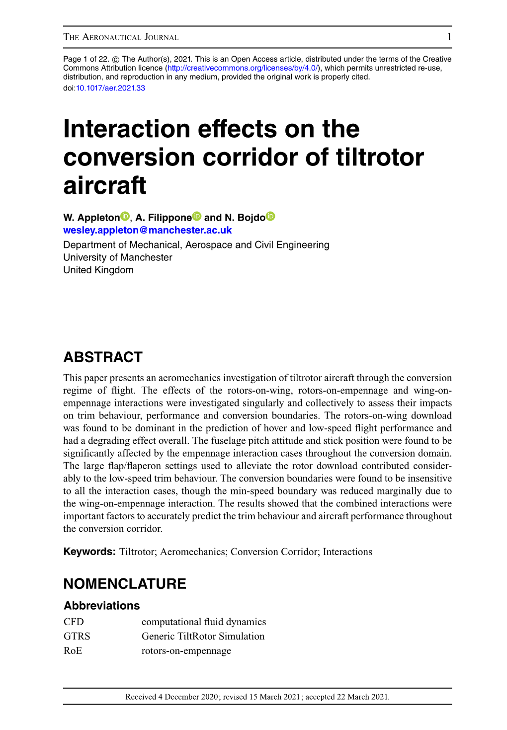 Interaction Effects on the Conversion Corridor of Tiltrotor Aircraft