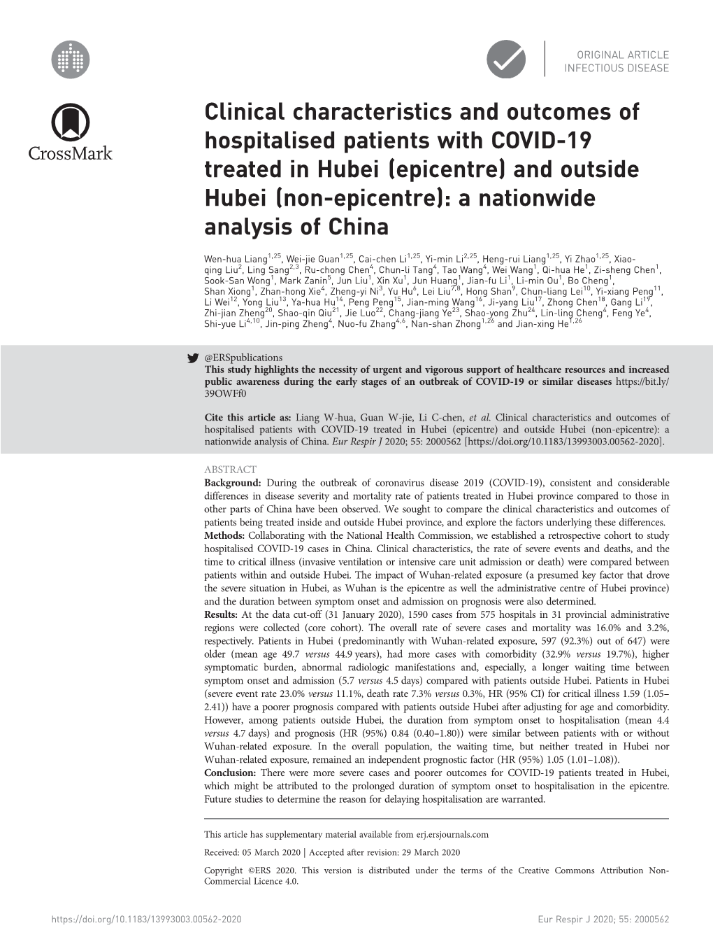 Clinical Characteristics and Outcomes Of