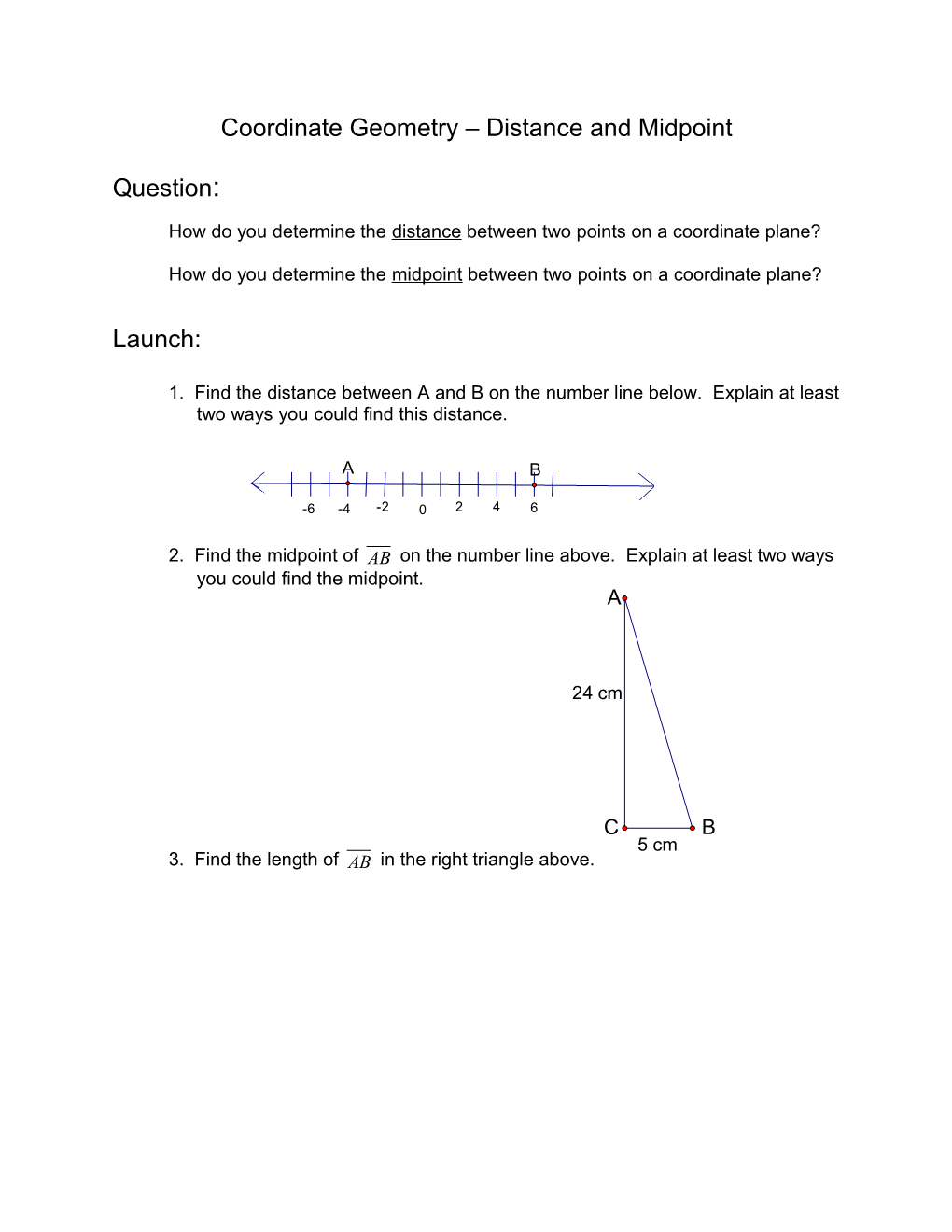 Coordinate Geometry Distance and Mid-Point