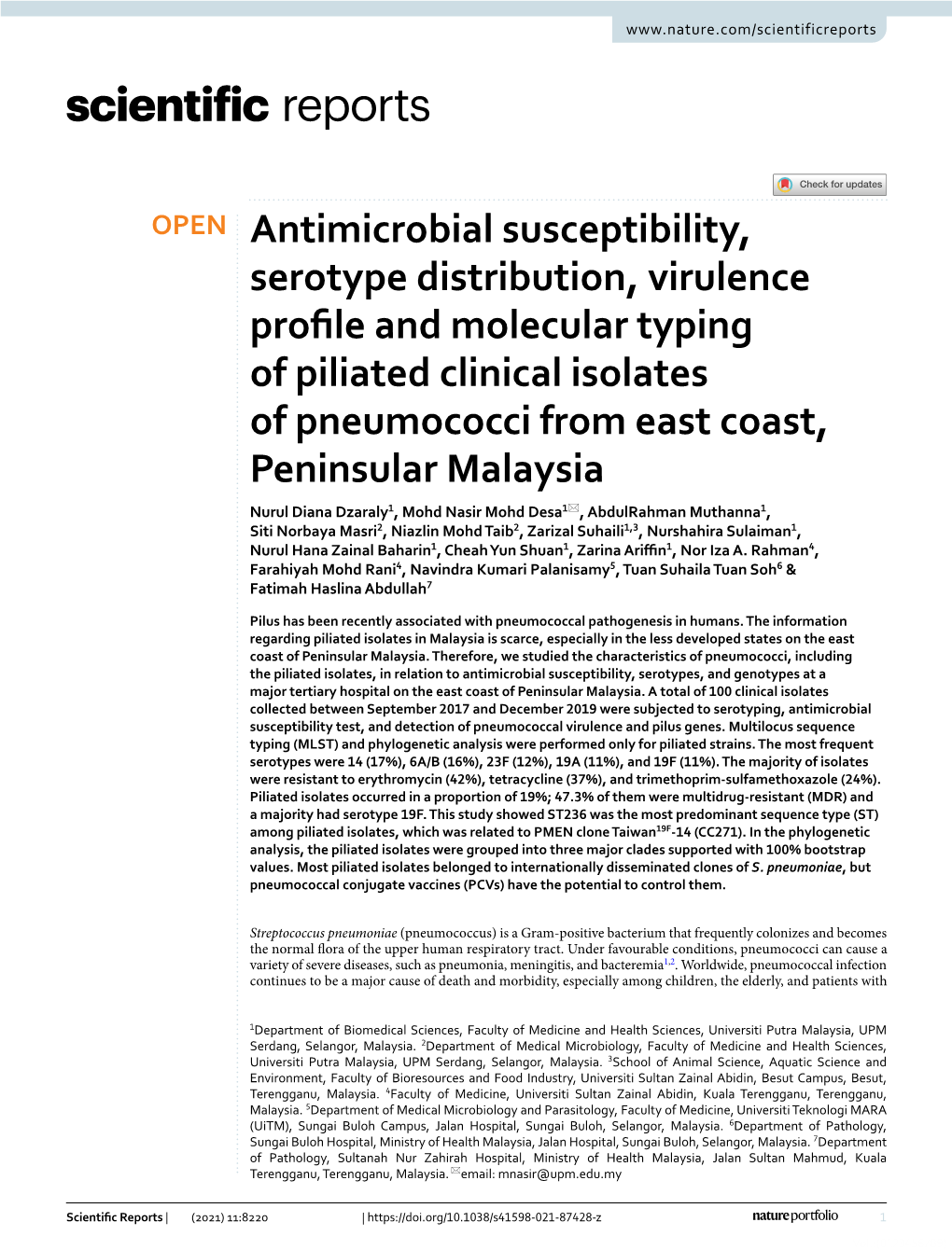 Antimicrobial Susceptibility, Serotype Distribution, Virulence Profile And