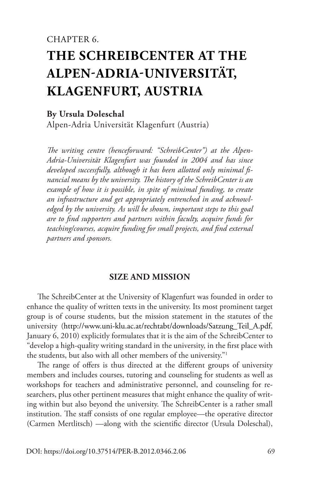 Chapter 6. the Schreibcenter at the Alpen-Adria-Universität, Klagenfurt, Austria