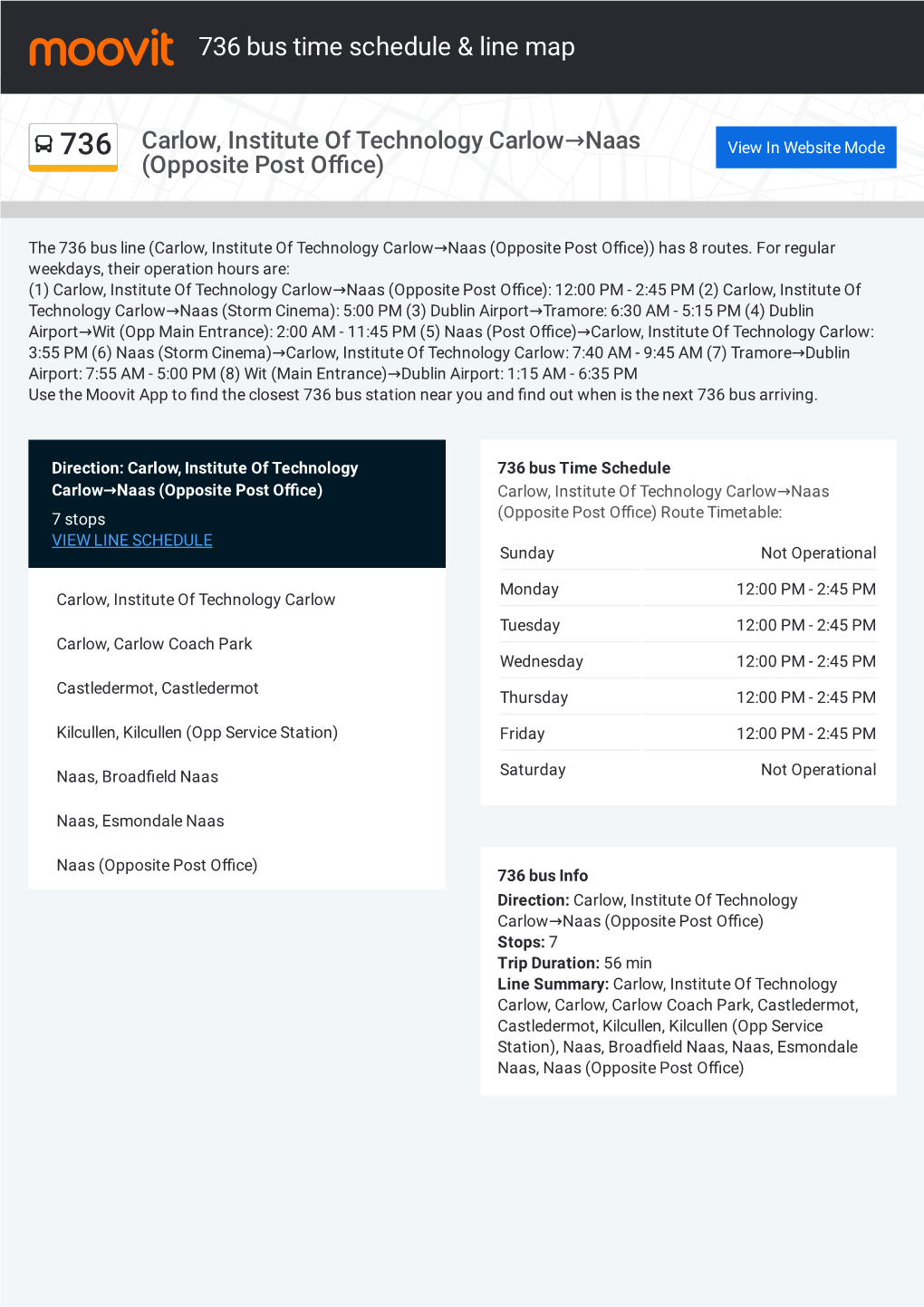 736 Bus Time Schedule & Line Route