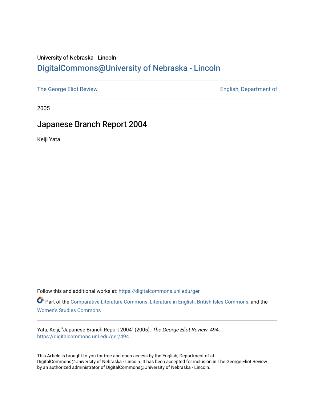Japanese Branch Report 2004