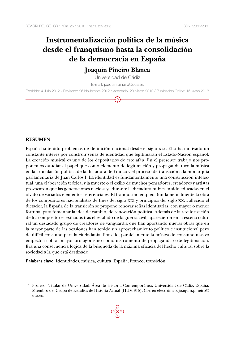 Instrumentalización Política De La Música Desde El Franquismo Hasta