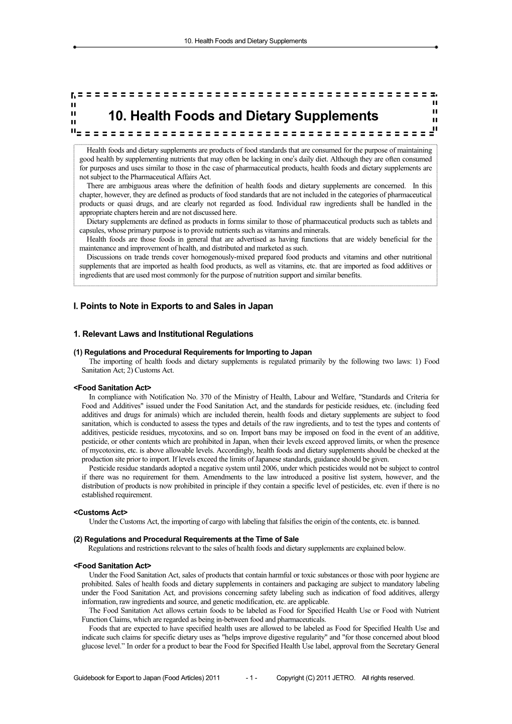 10. Health Foods and Dietary Supplements