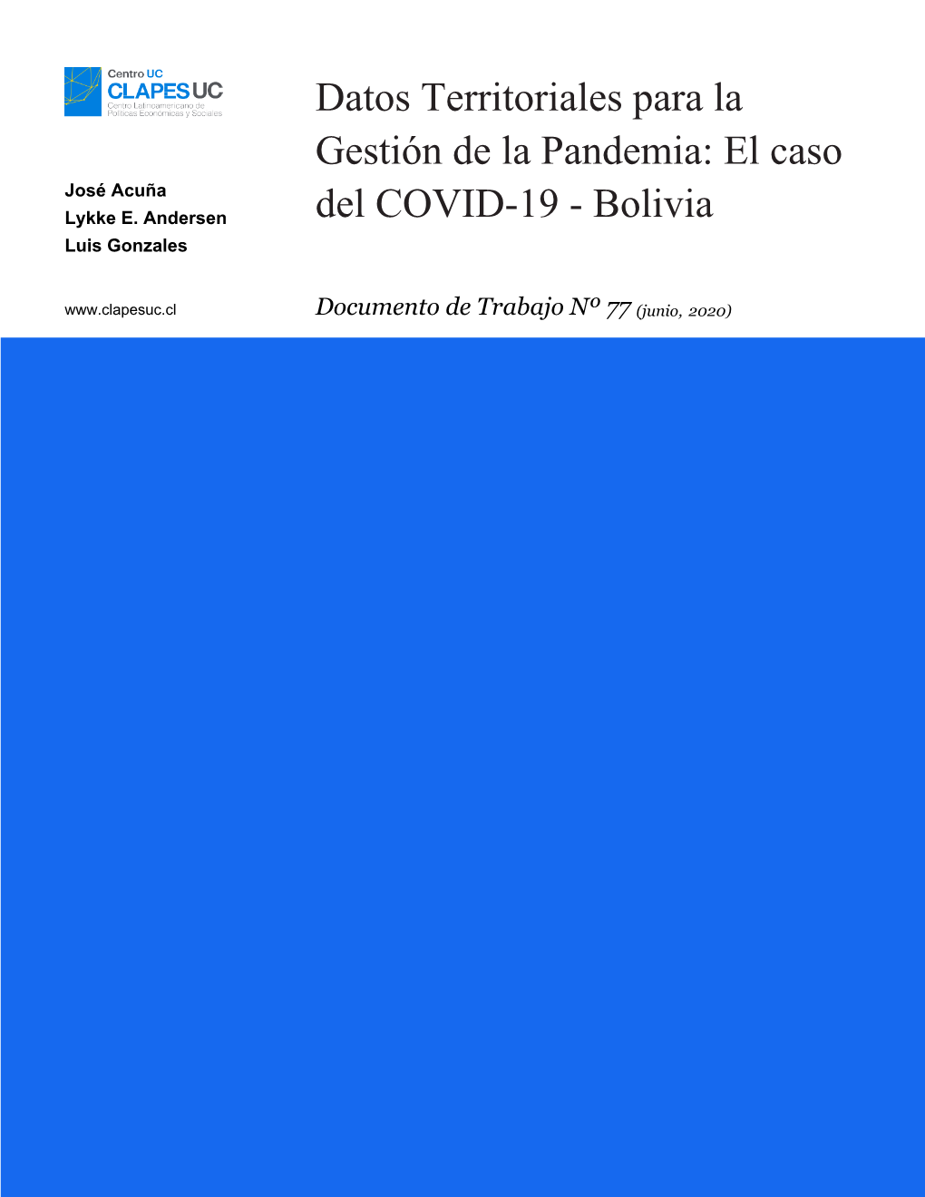 Datos Territoriales Para La Gestión De La Pandemia: El Caso Del COVID-19 - Bolivia