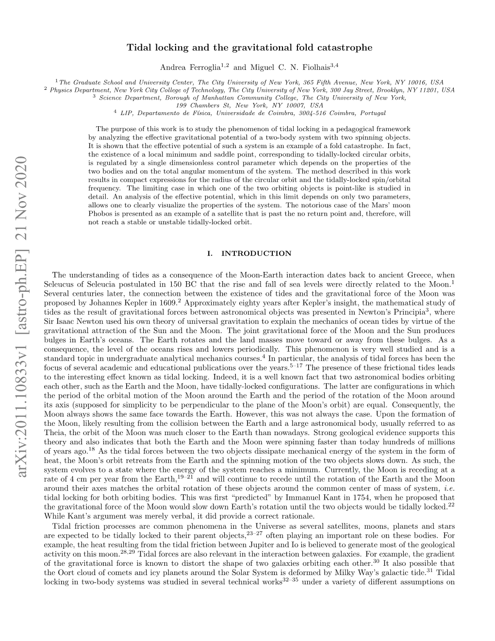 Tidal Locking and the Gravitational Fold Catastrophe