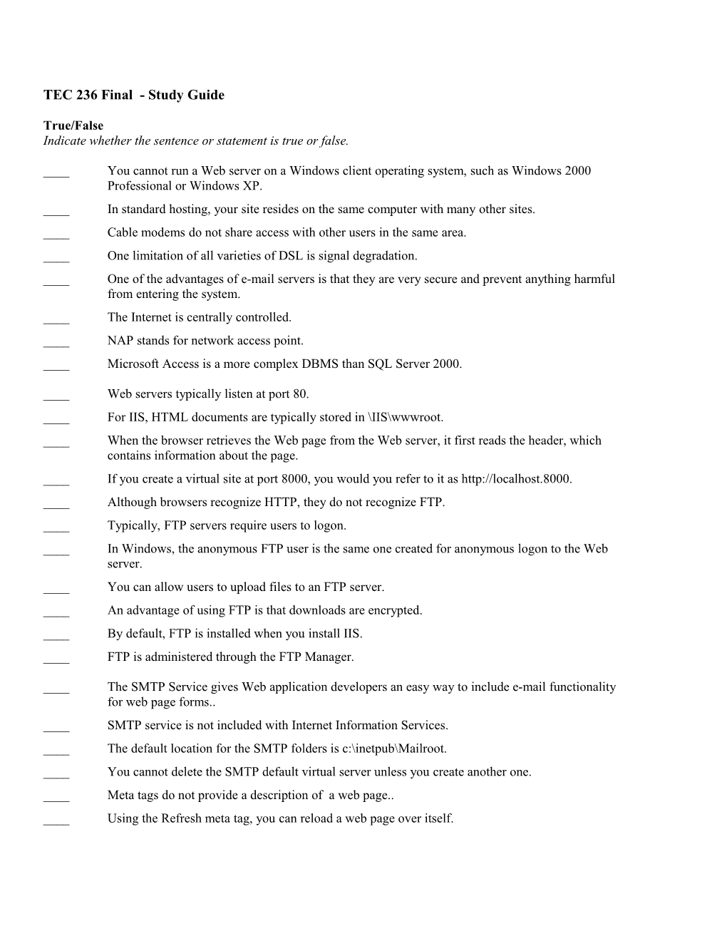 TEC 236 Final - Study Guide