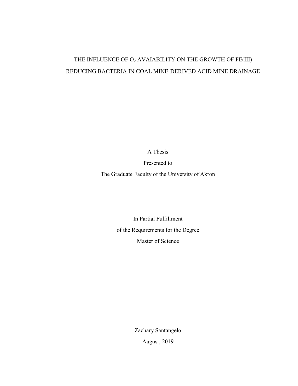 The Influence of O2 Avaiability on the Growth of Fe(Iii) Reducing Bacteria in Coal Mine-Derived Acid Mine Drainage