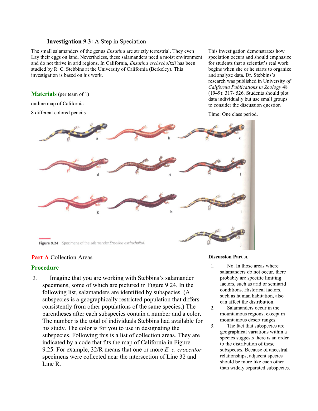 Investigation 9.3: a Step in Speciation