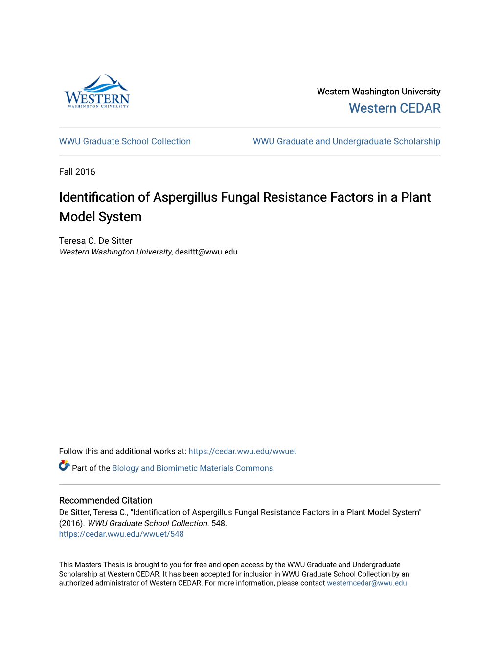 Identification of Aspergillus Fungal Resistance Factors in a Plant Model System