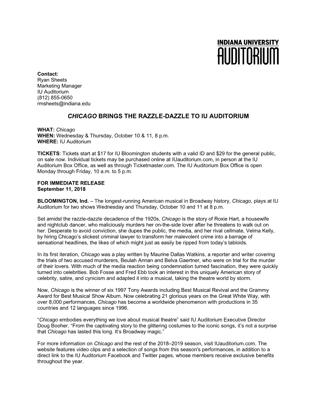 Press Release CHICAGO FINAL