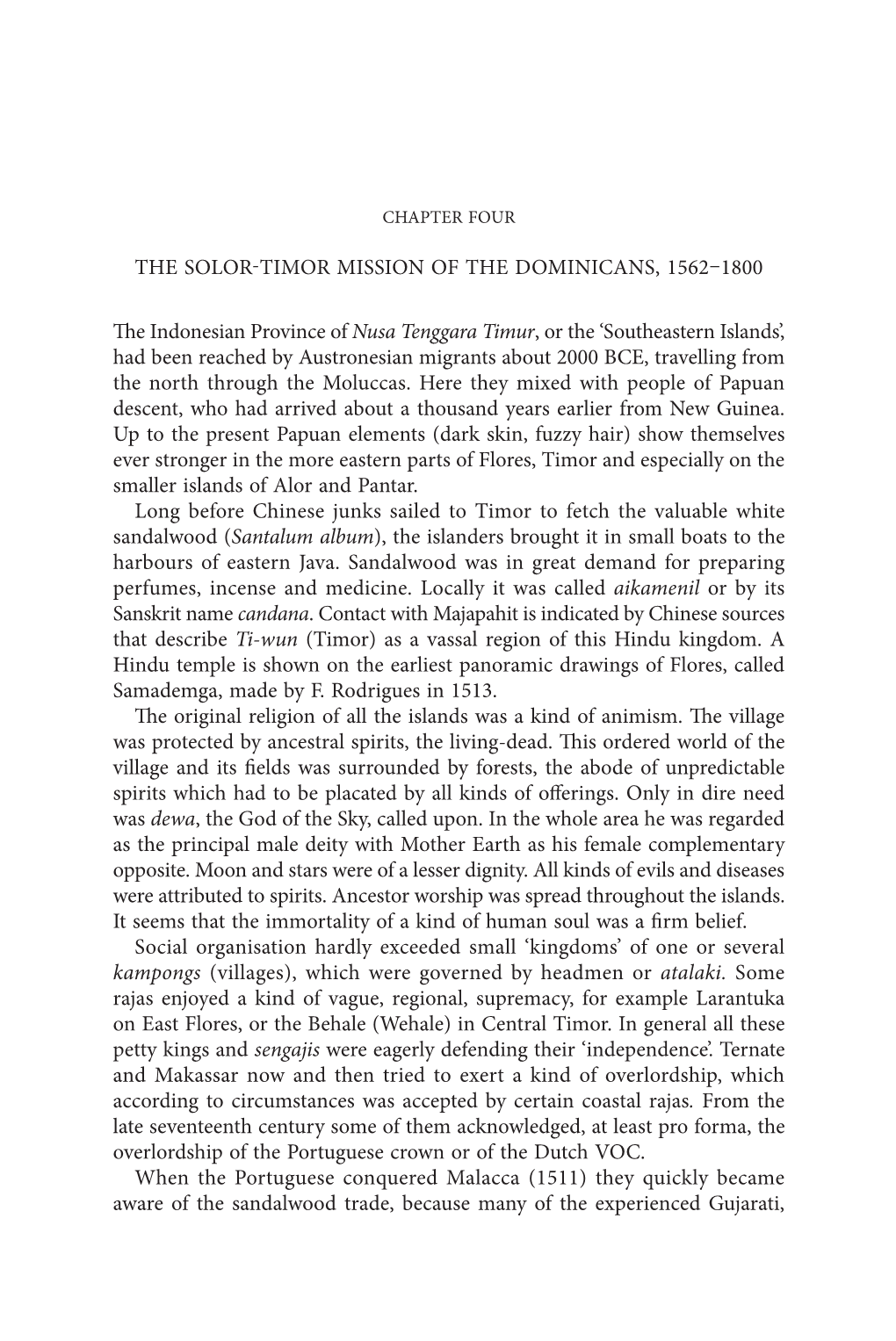 The Solor-Timor Mission of the Dominicans, 1562–1800