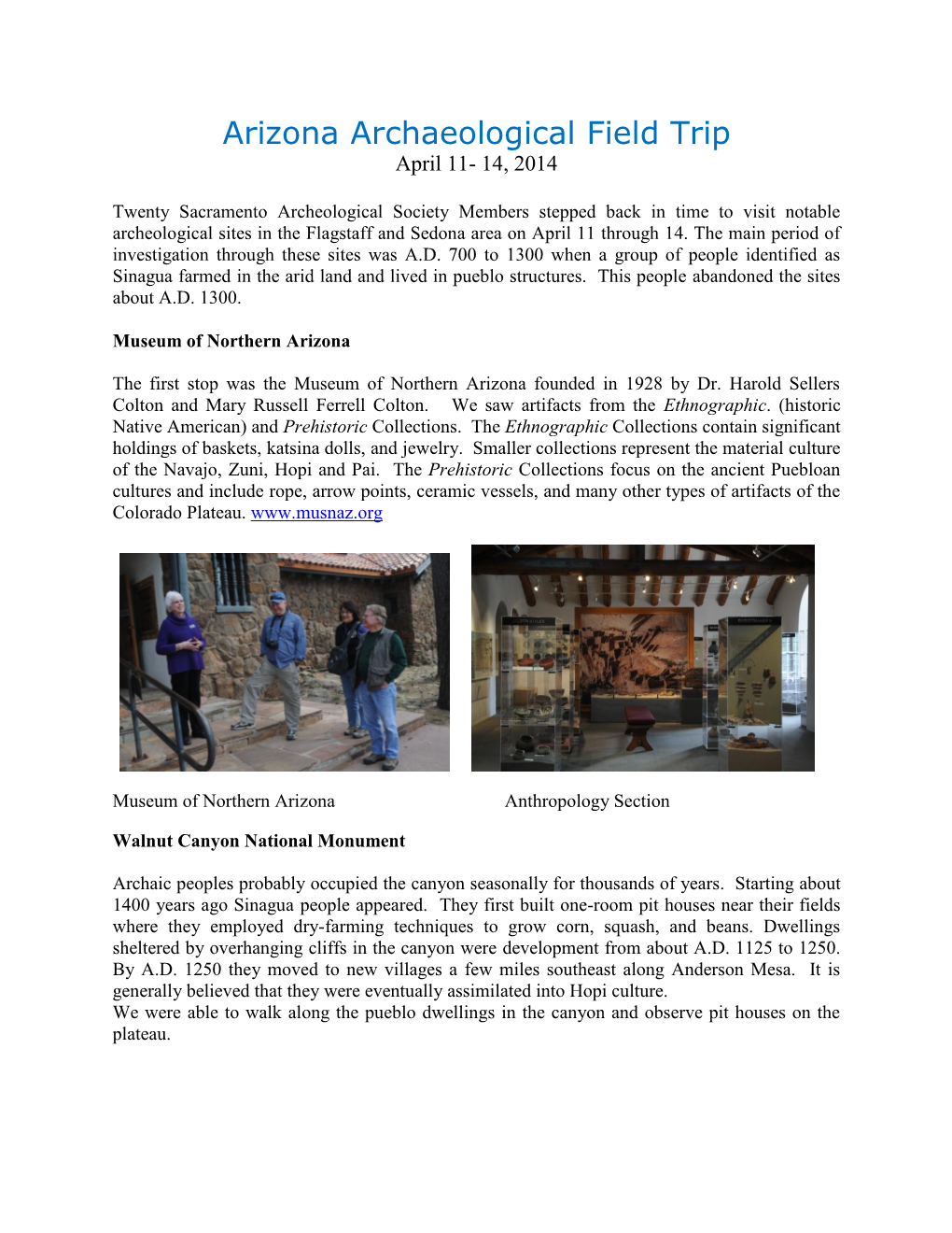 2014 Arizona Archaeology Field Trip