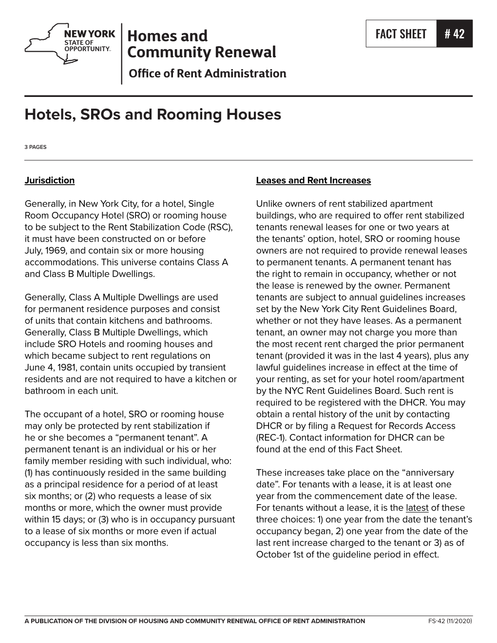 Fact Sheet #42: Hotels, Sros and Rooming Houses Page 2 of 3