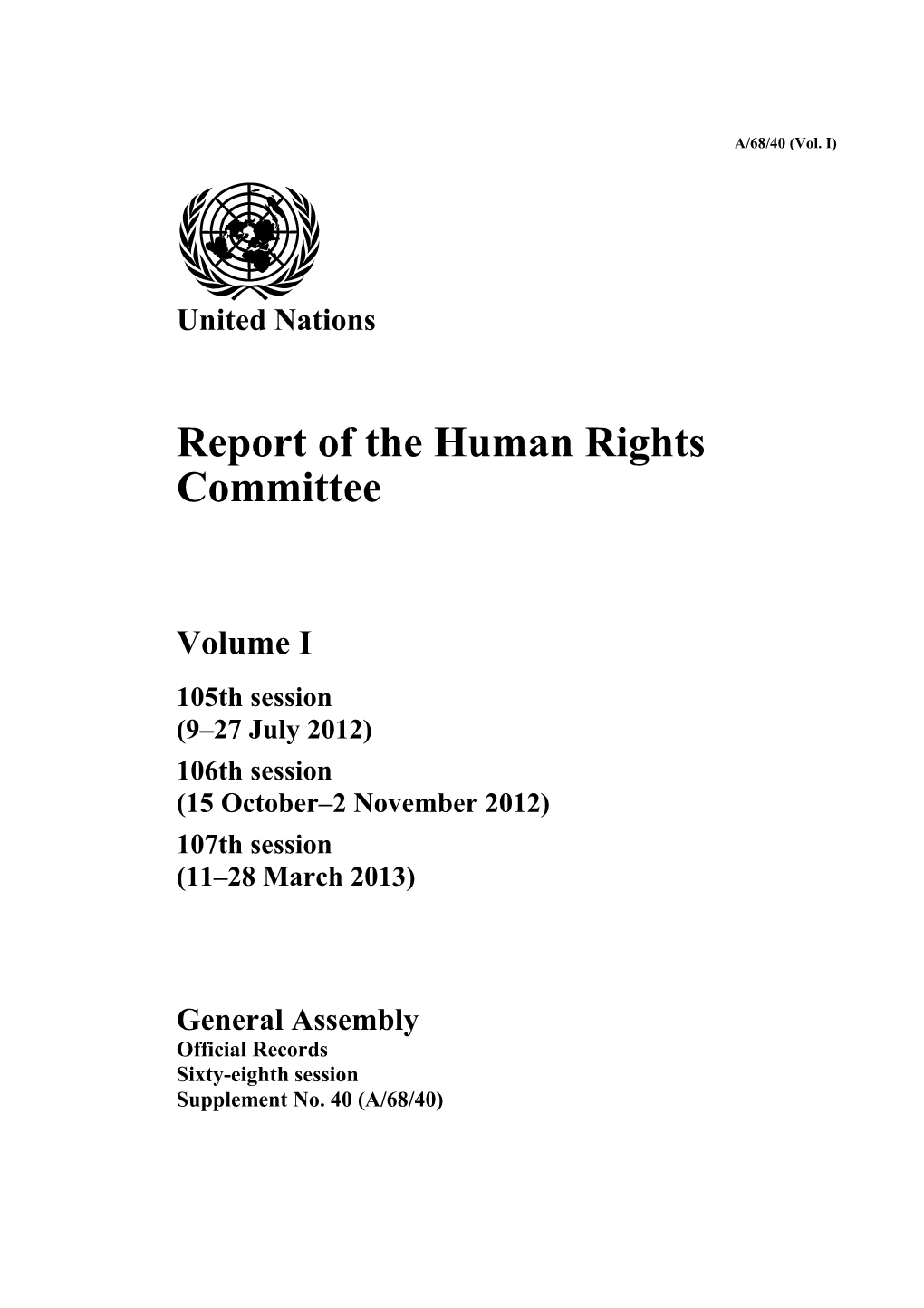 Report of the Human Rights Committee