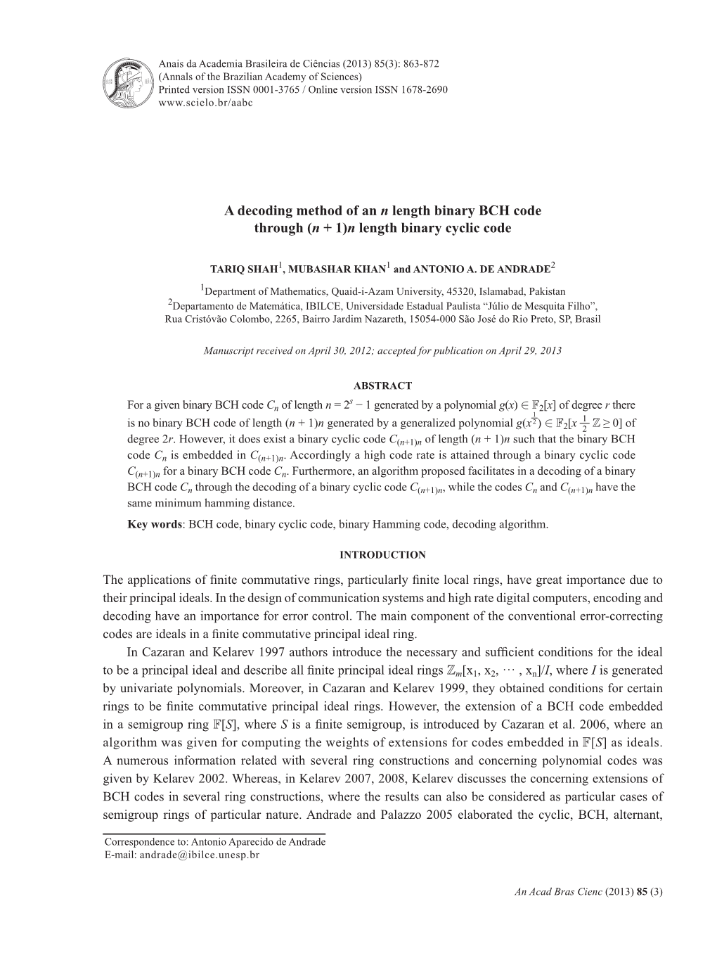 A Decoding Method of an N Length Binary BCH Code Through (N + 1)N Length Binary Cyclic Code