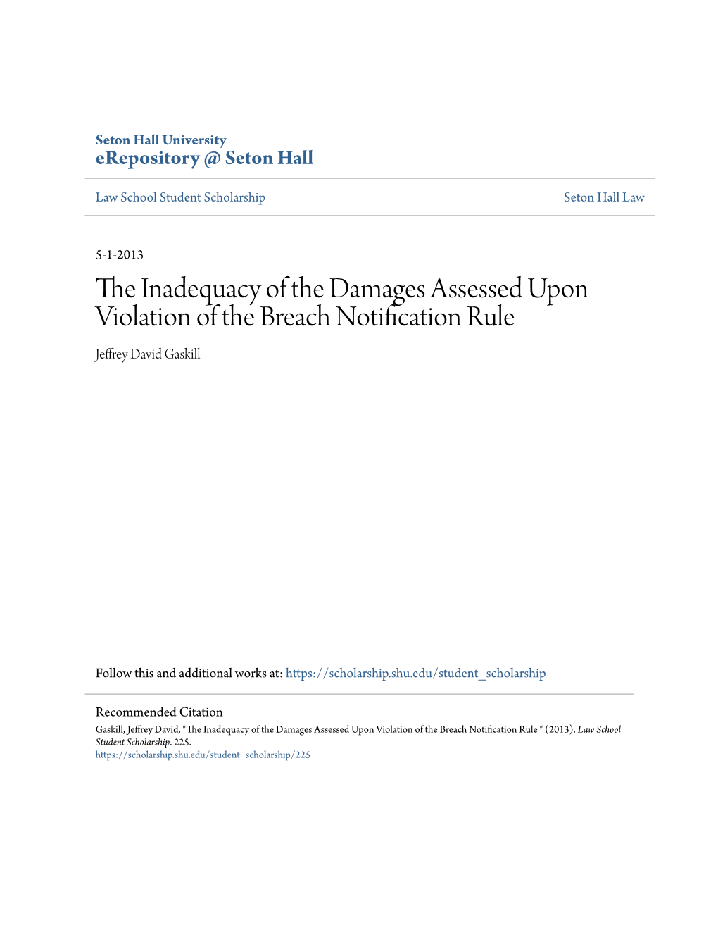 The Inadequacy of the Damages Assessed Upon Violation of the Breach Notification Rule