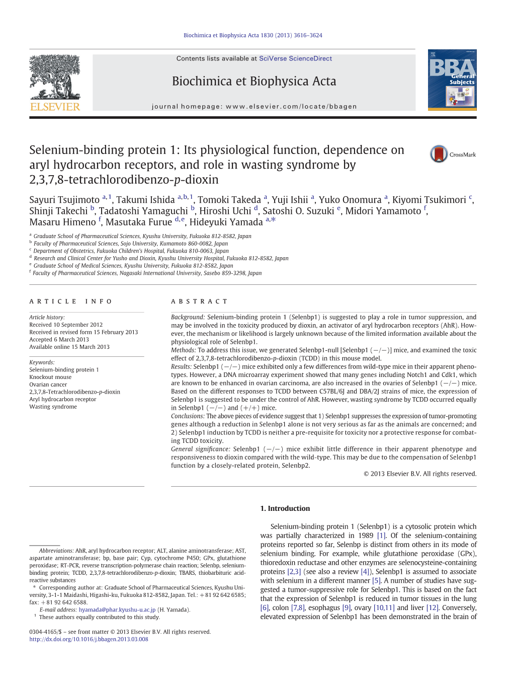 Selenium-Binding Protein 1: Its Physiological Function, Dependence on Aryl Hydrocarbon Receptors, and Role in Wasting Syndrome by 2,3,7,8-Tetrachlorodibenzo-P-Dioxin