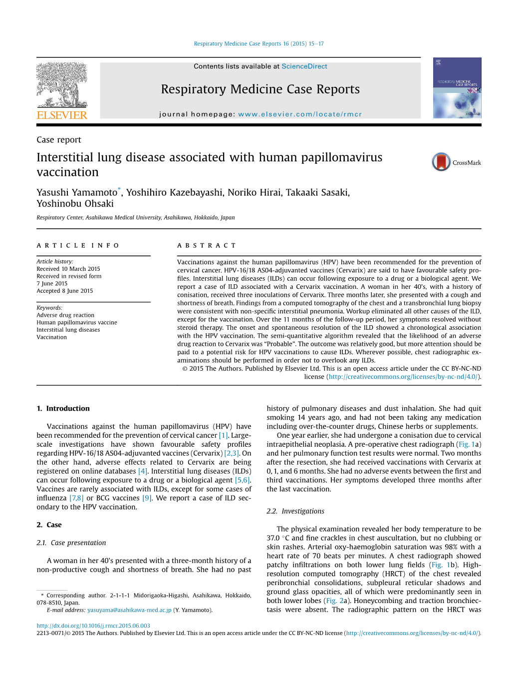 Interstitial Lung Disease Associated with Human Papillomavirus Vaccination