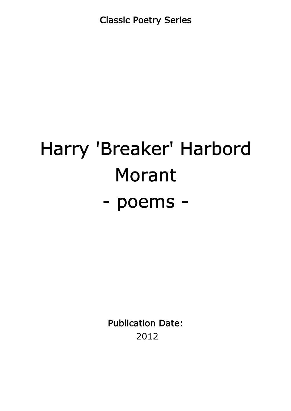 Harbord Morant - Poems