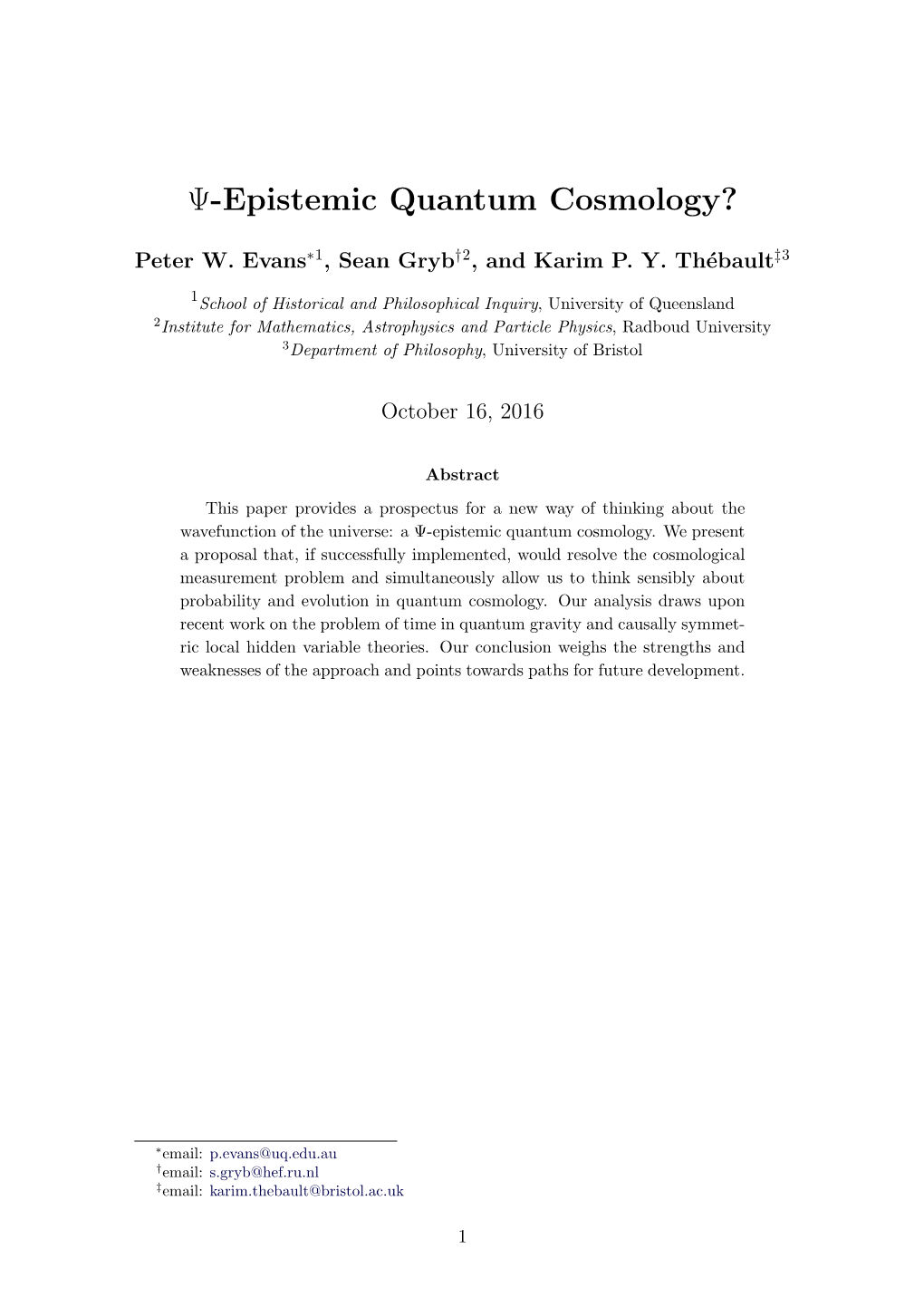 Ψ-Epistemic Quantum Cosmology?