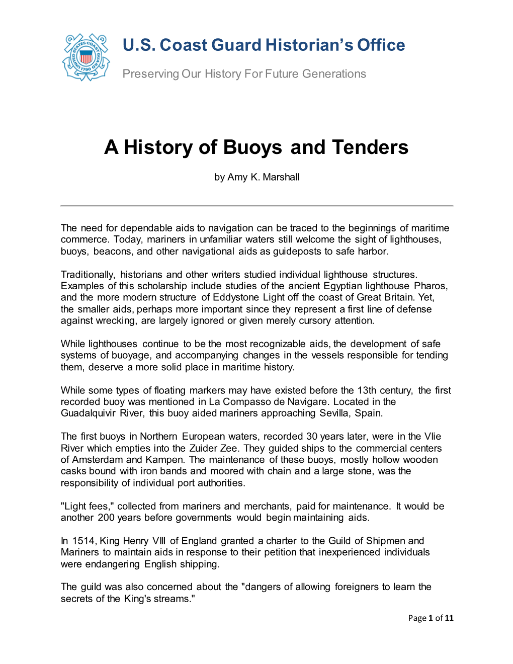 A History of Buoys and Tenders