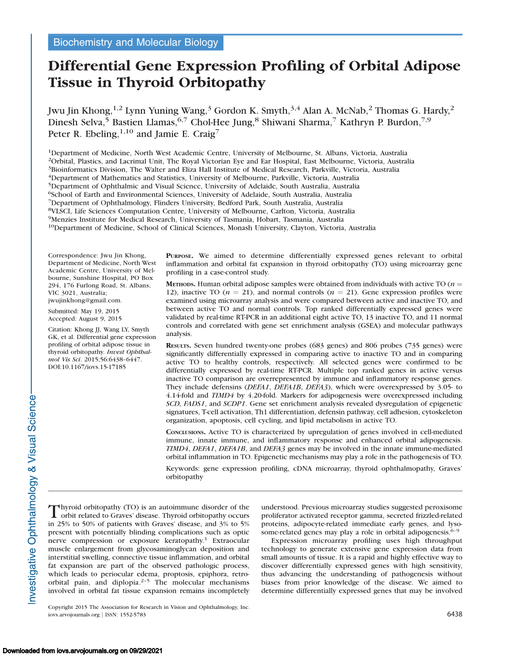 Differential Gene Expression Profiling of Orbital Adipose Tissue in Thyroid