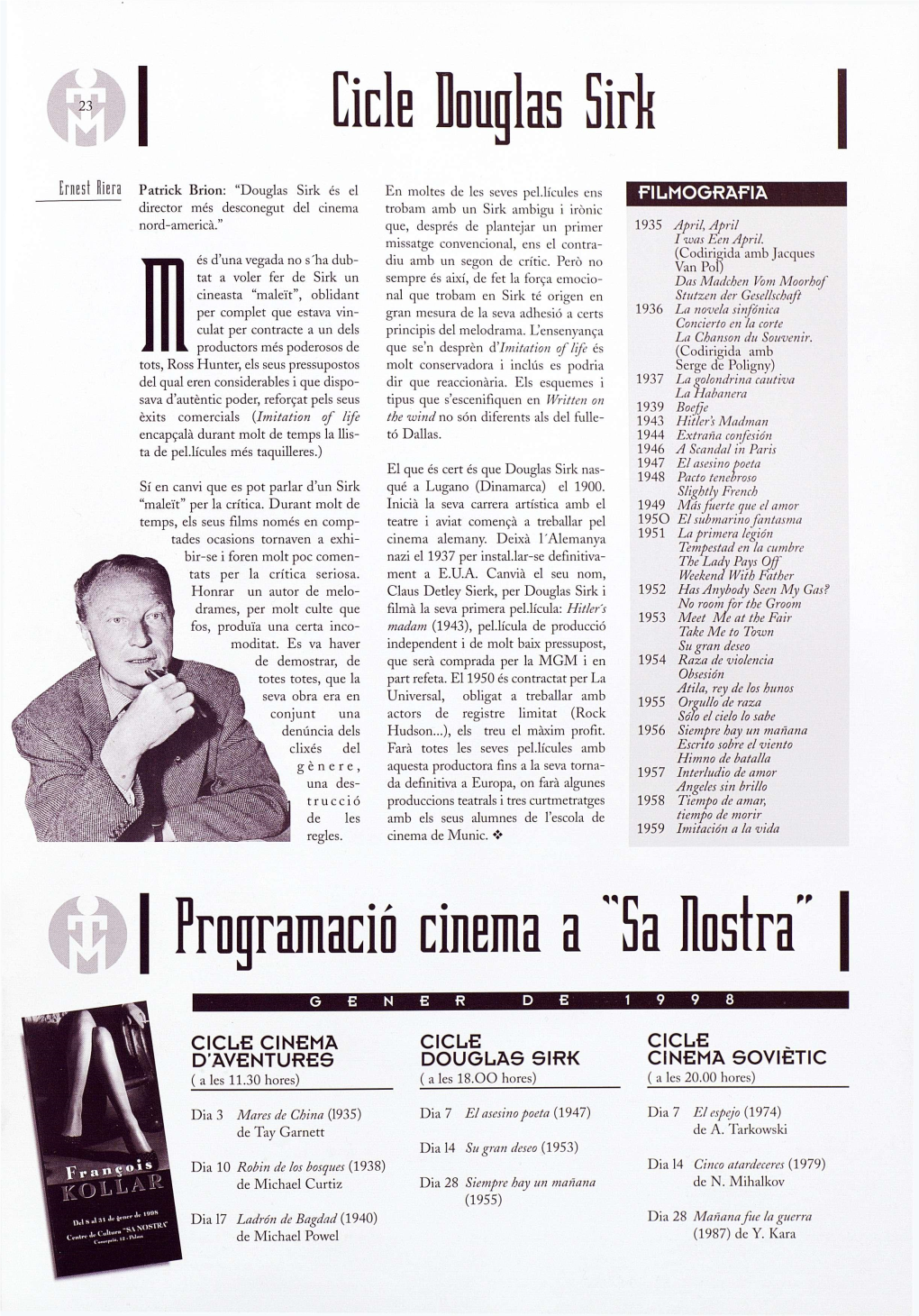 Cicle Douglas Sirk Programació Cinema a L a Nostra