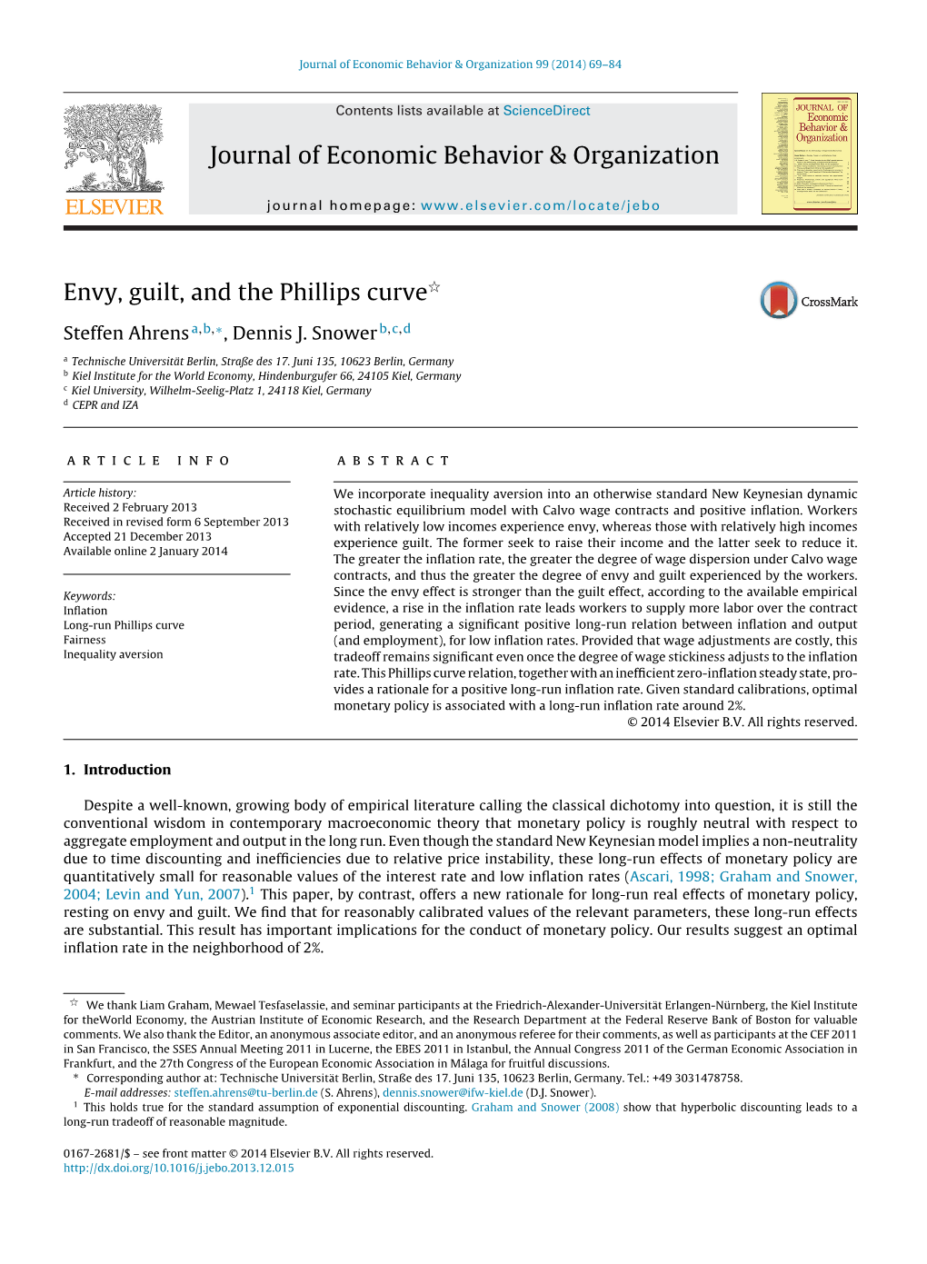 Envy, Guilt, and the Phillips Curve