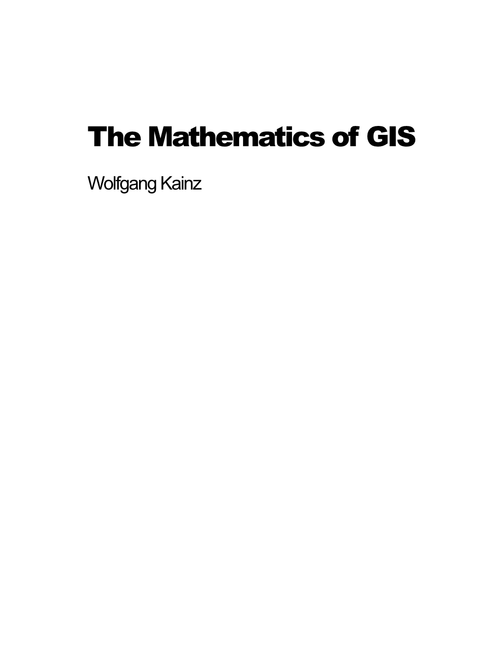 The Mathematics of GIS