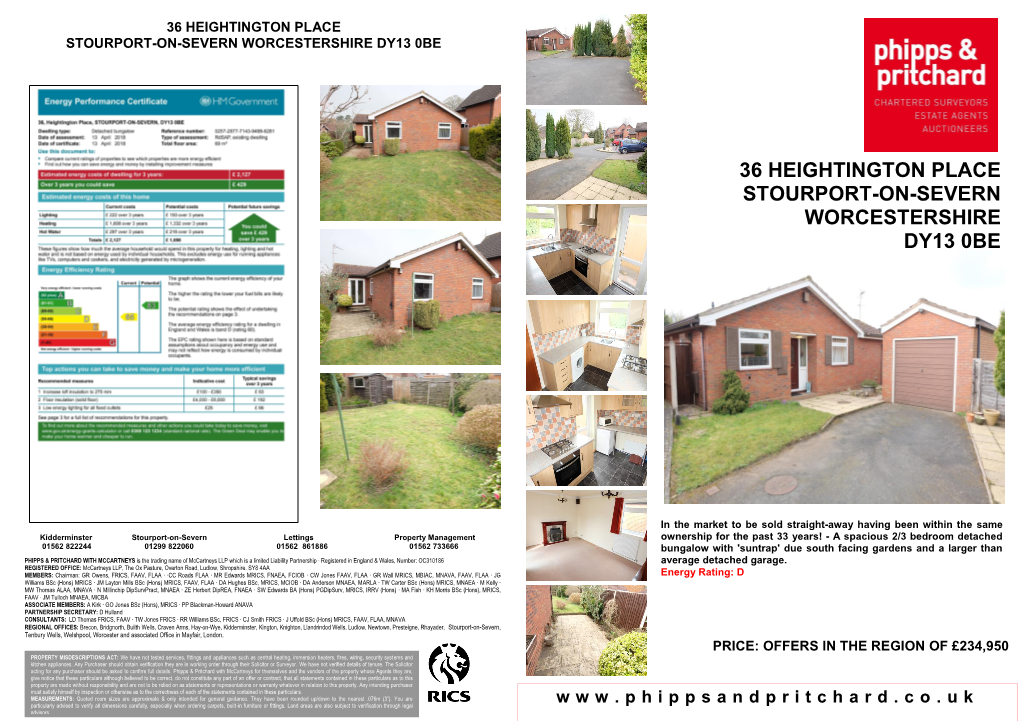 36 Heightington Place Stourport-On-Severn Worcestershire Dy13 0Be