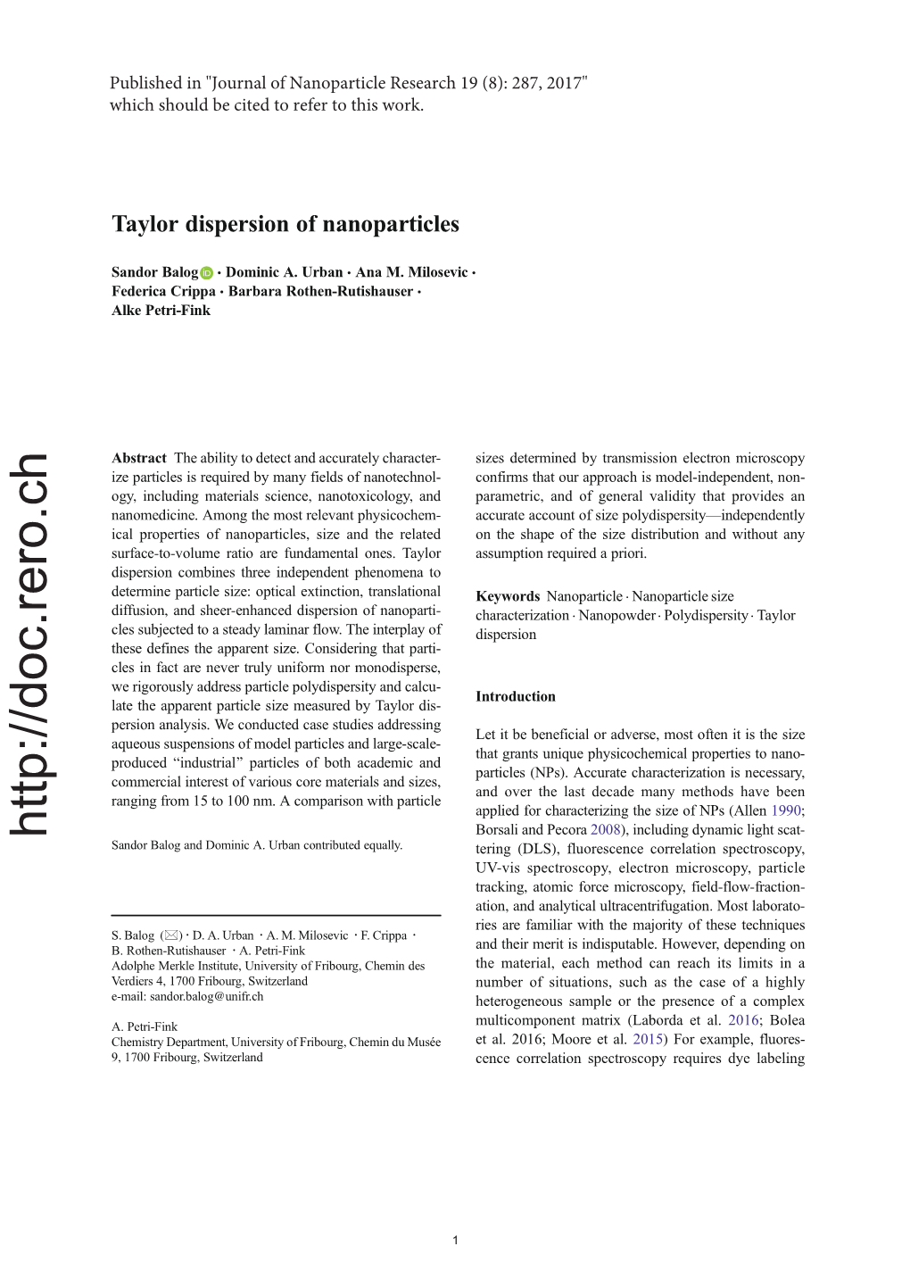 Taylor Dispersion of Nanoparticles