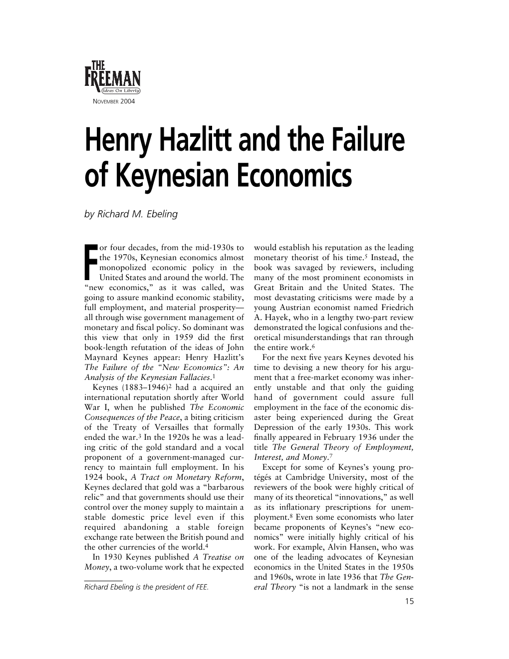 Henry Hazlitt and the Failure of Keynesian Economics