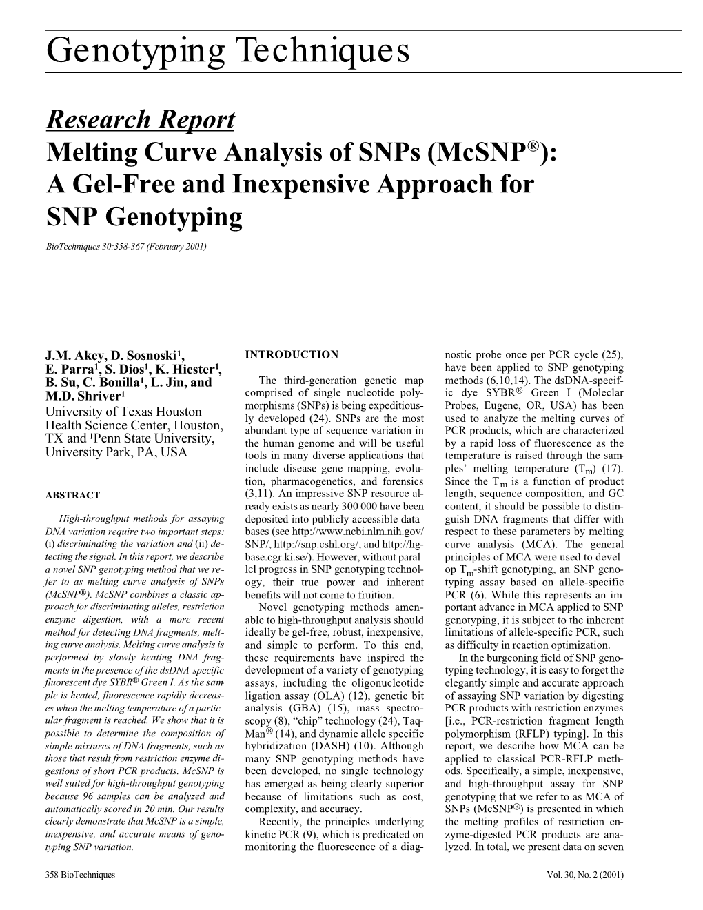 Genotyping Techniques