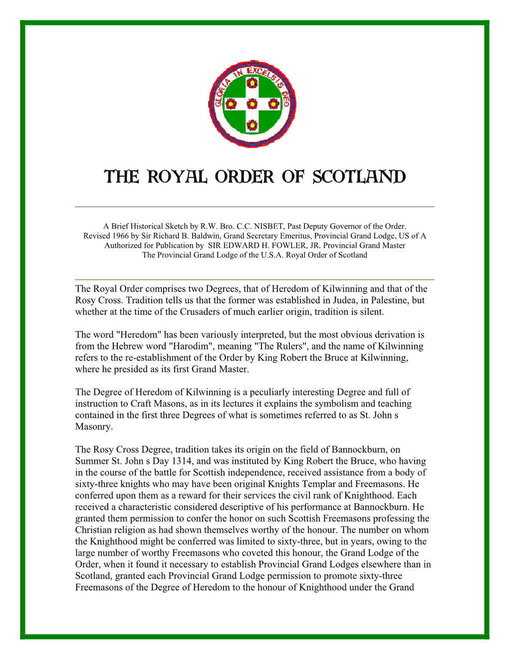 The Royal Order of Scotland