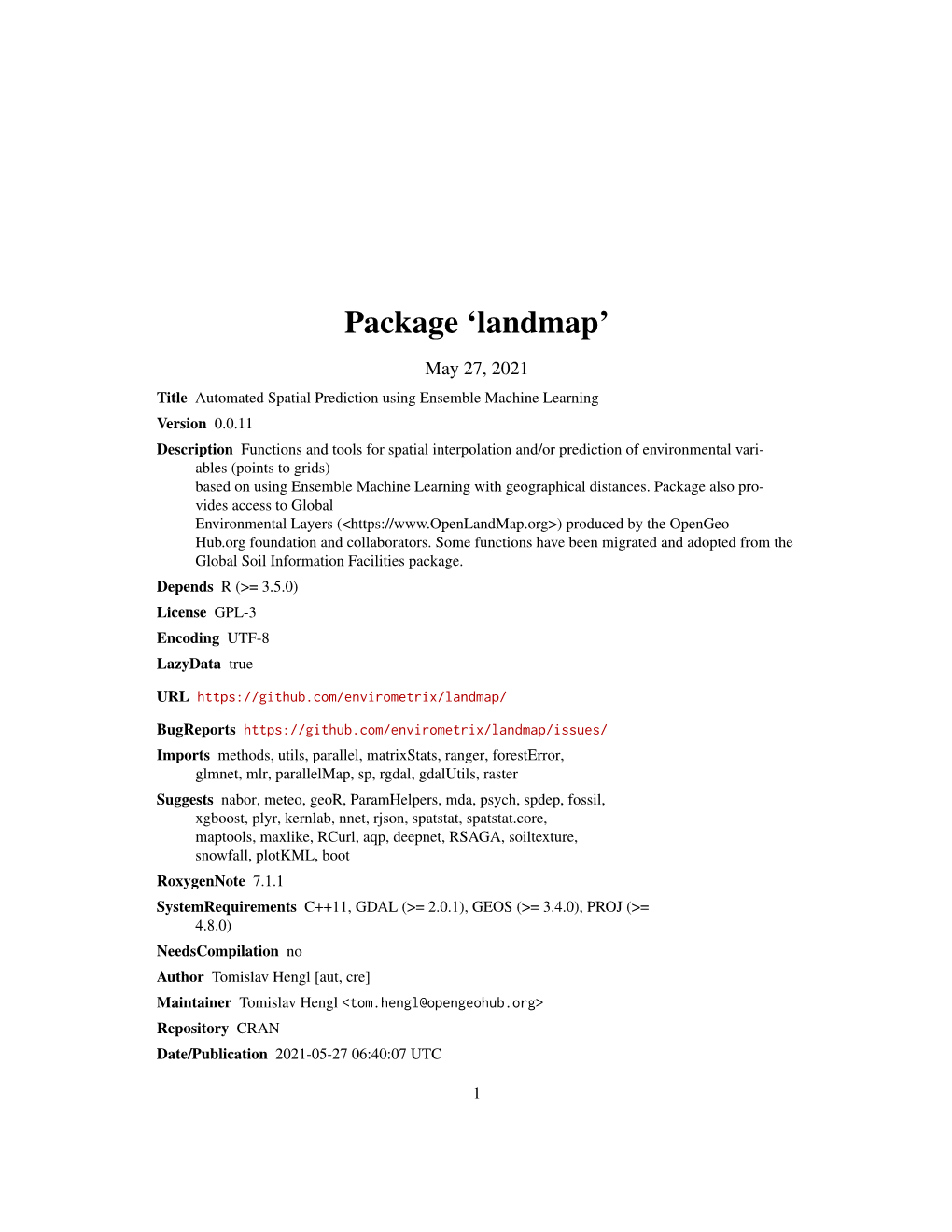 Package 'Landmap'