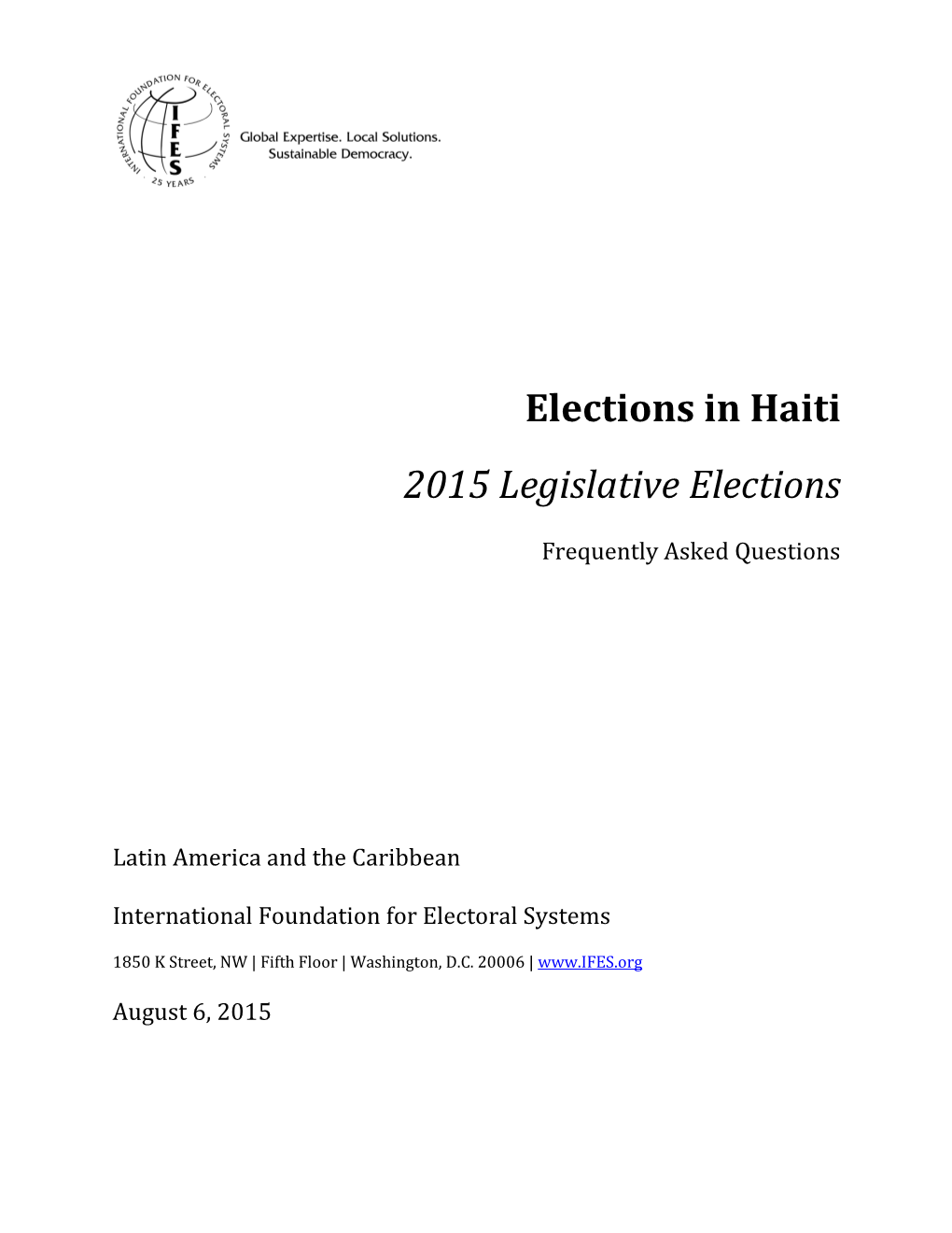 Elections in Haiti 2015 Legislative Elections